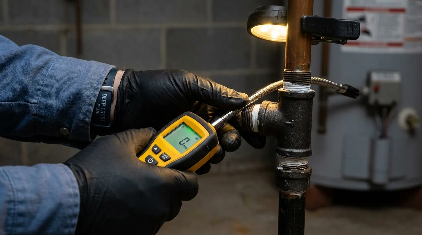 Gas leak detection with electronic sniffer by Johns Plumbing LLC in Yukon