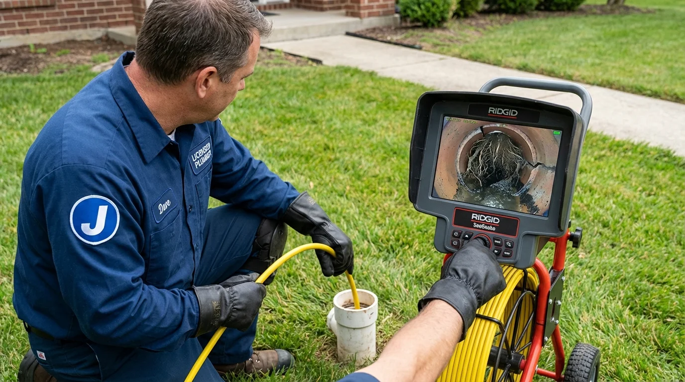 Sewer camera inspection being performed by Johns Plumbing LLC in Yukon