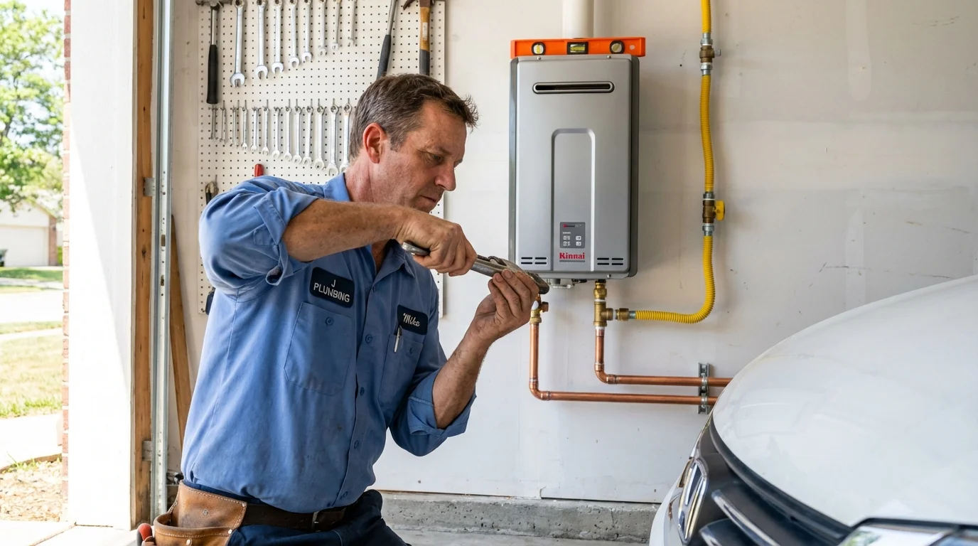Tankless water heater installation by a Johns Plumbing LLC plumber in Yukon